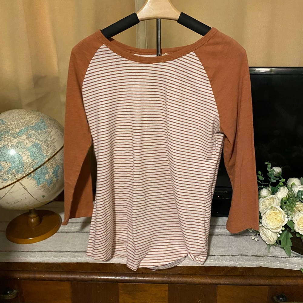 Sonoma Orange and White Striped Long Sleeve Tee